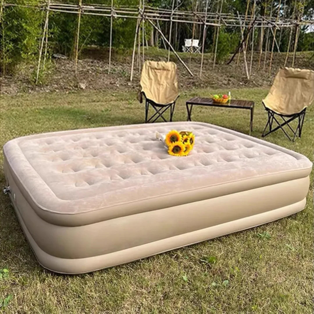 Matelas de camping autogonflant Lit gonflable avec pompe rechargeable intégrée (203x152x40cm) 2 places