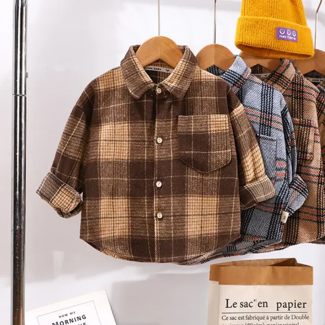 Automne enfants décontracté à manches longues manteau extérieur chemise à carreaux pour garçons et filles tout-petits sweats à capuche et sweat-shirt