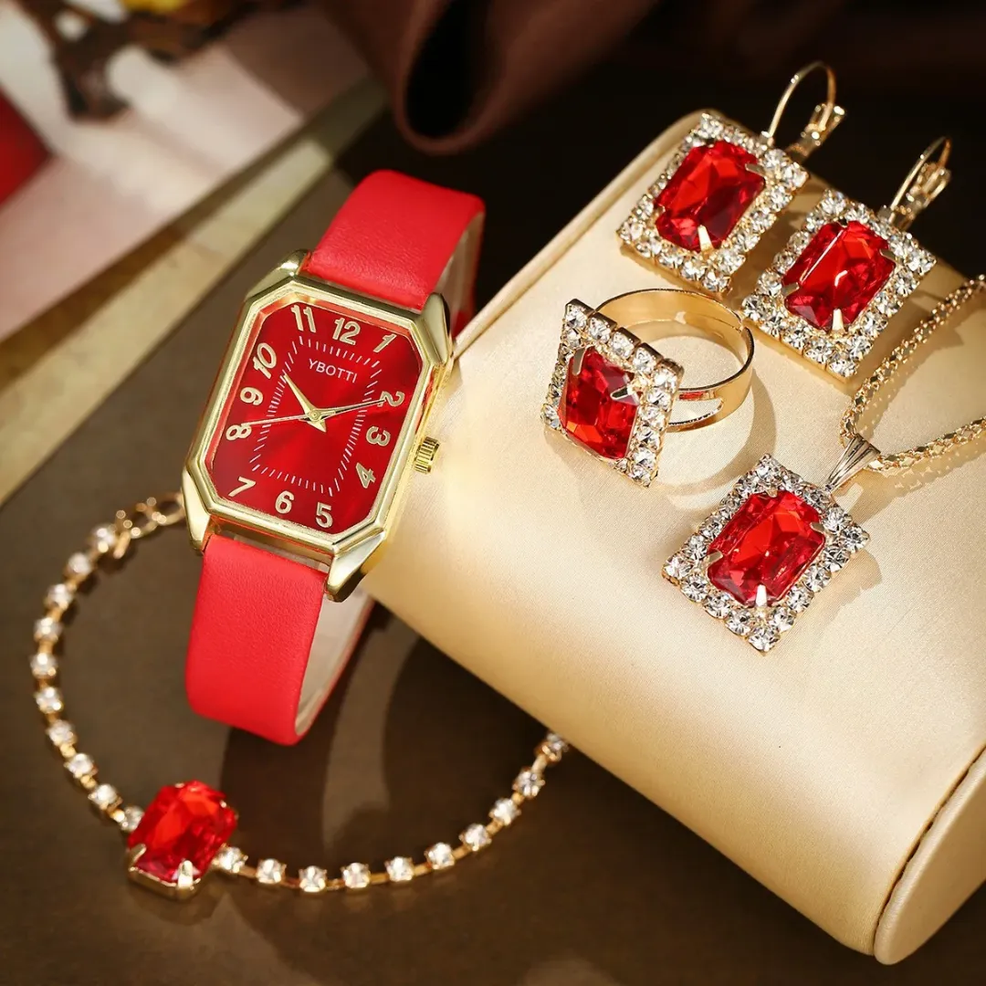Ensemble de montres carrées pour femmes avec accessoires - Coffret cadeau luxe