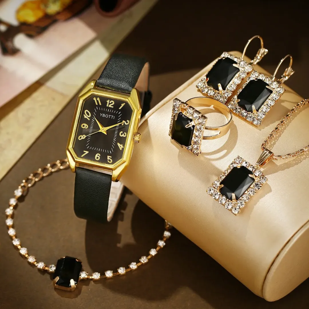 Ensemble de montres carrées pour femmes avec accessoires - Coffret cadeau luxe