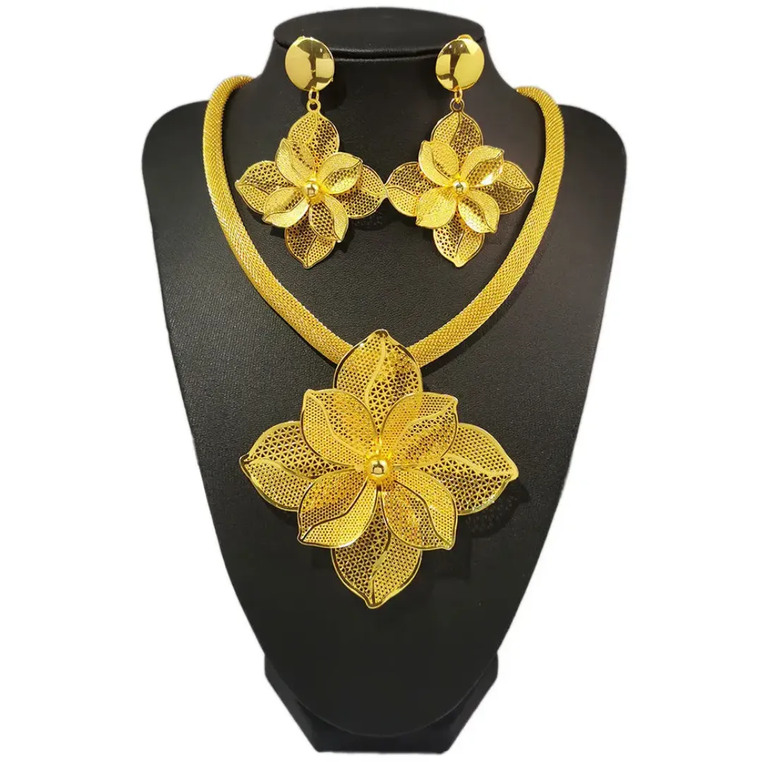 KISSWIFE-Pendentif fleur de conque plaqué or, boucles d'oreilles, accessoires de mariage, ensemble banquet pour femmes, nouvelle collection 2024