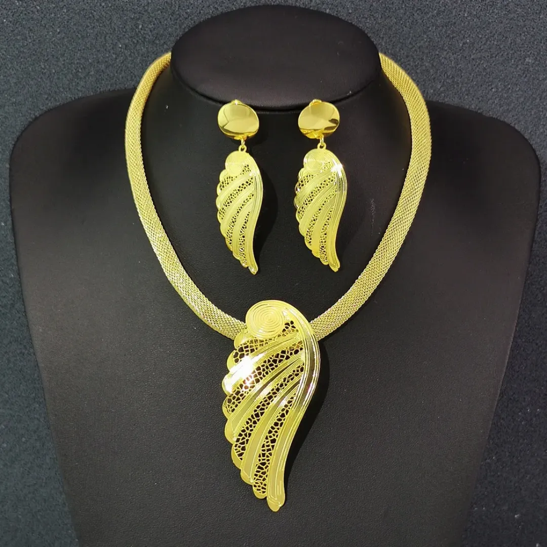 KISSWIFE-Pendentif fleur de conque plaqué or, boucles d'oreilles, accessoires de mariage, ensemble banquet pour femmes, nouvelle collection 2024