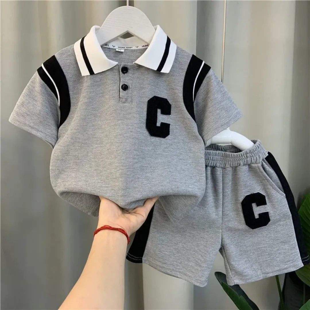 Ms-33 Bébé Garçons Vêtements Ensembles Tenues d'Été 2 Pièces Lettre C T-shirt + Short 3-4 5-6 Ans