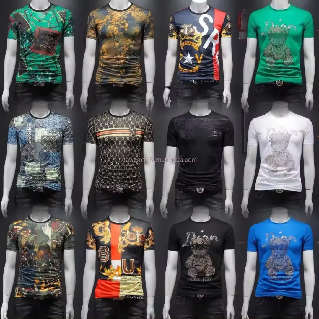 Chemise de marque de mode légère à col rond et à manches courtes pour hommes
