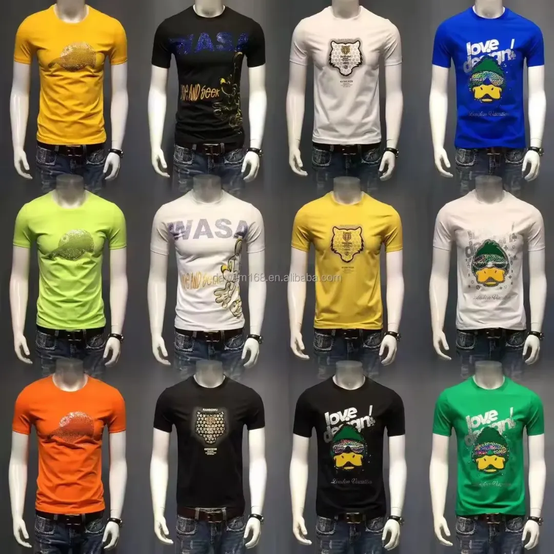 Chemise de marque de mode légère à col rond et à manches courtes pour hommes
