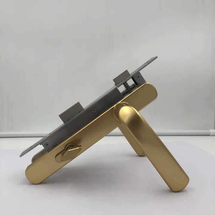 Ensemble de serrures à mortaise modernes en aluminium doré pour portes intérieures