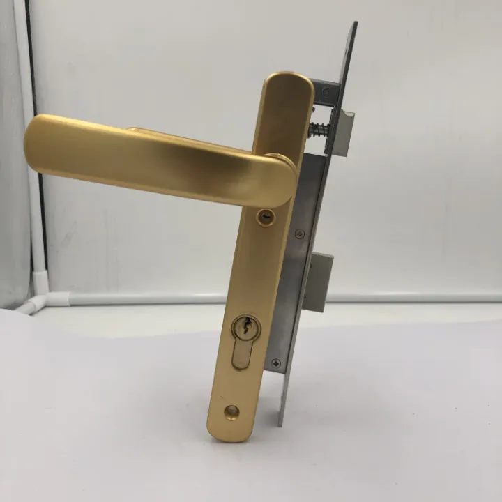 Ensemble de serrures à mortaise modernes en aluminium doré pour portes intérieures