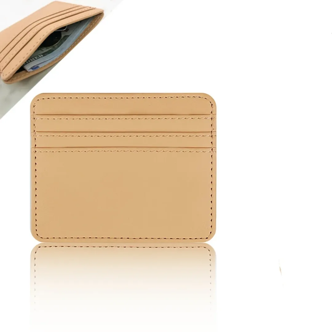 Porte-monnaie en cuir PU avec logo personnalisé, porte-cartes de crédit mince