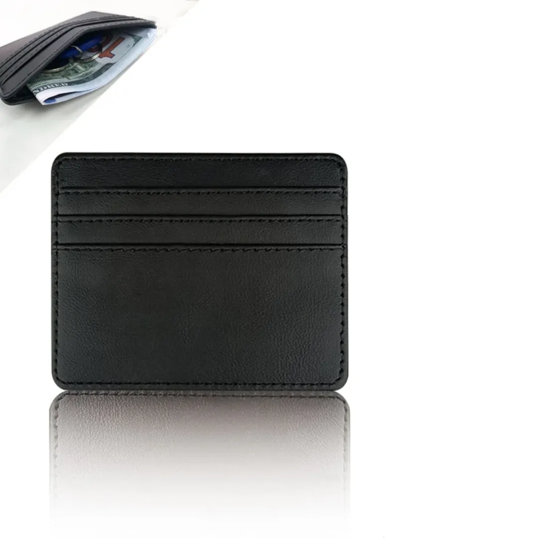 Porte-monnaie en cuir PU avec logo personnalisé, porte-cartes de crédit mince