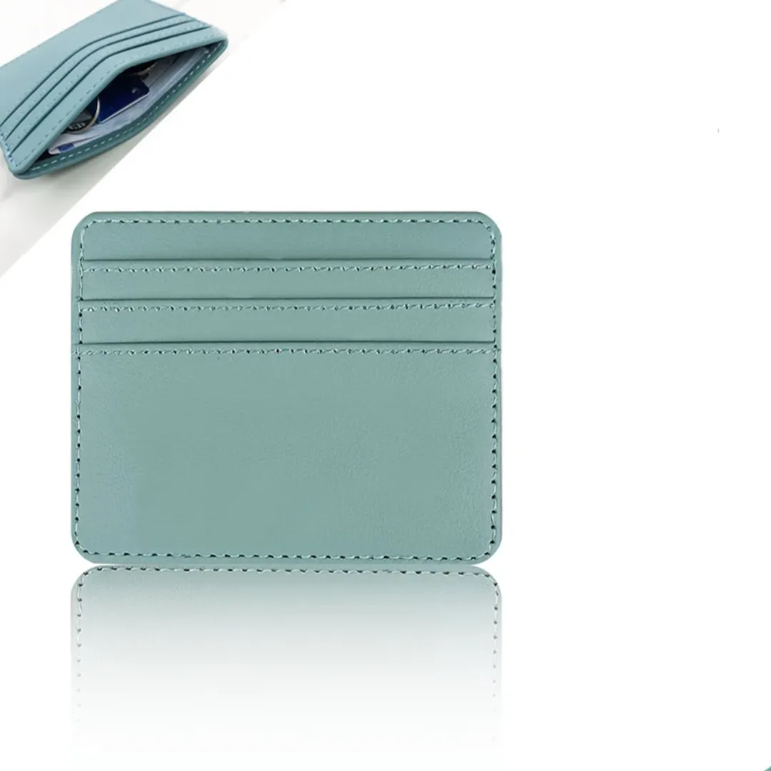 Porte-monnaie en cuir PU avec logo personnalisé, porte-cartes de crédit mince