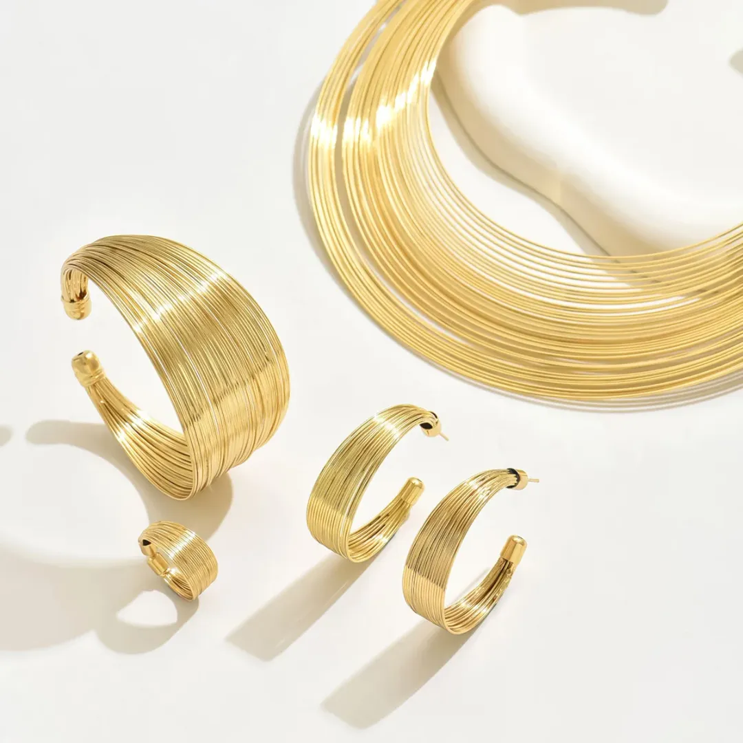Ensemble de bijoux de mariée en alliage - Collier, bracelet, boucles d'oreilles et bague