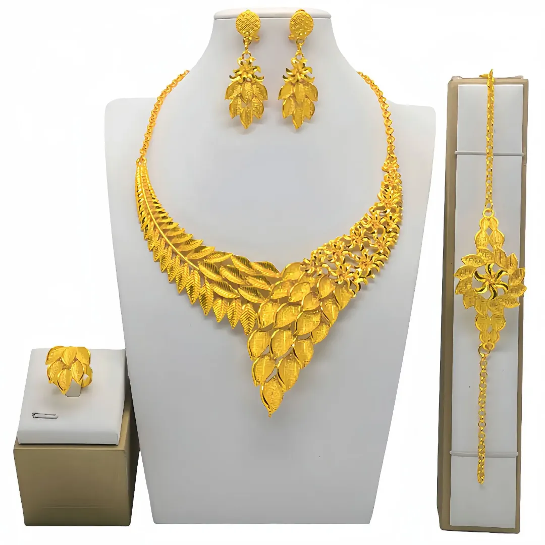 Ensemble de bijoux plaqué or 24 carats de Dubaï pour femmes africaines