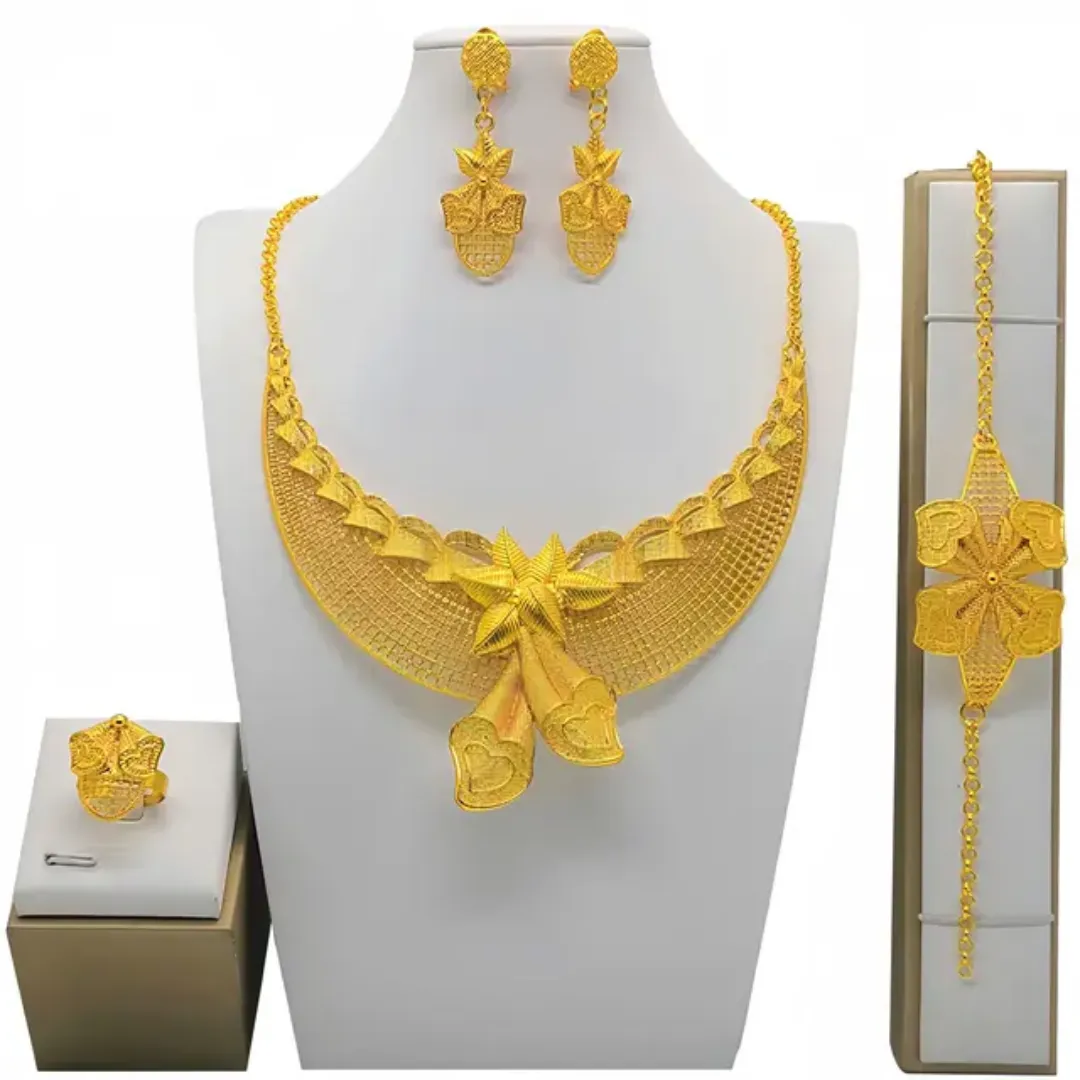 Ensemble de bijoux plaqué or 24 carats de Dubaï pour femmes africaines