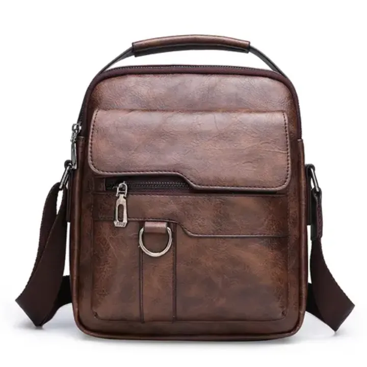 Nouveau sac à bandoulière en PU durable de grande capacité tendance pour hommes