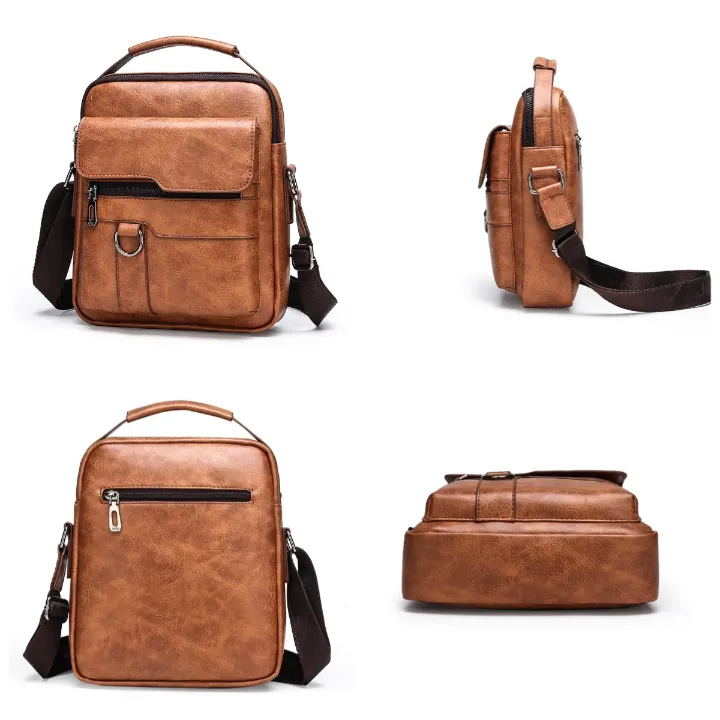 Nouveau sac à bandoulière en PU durable de grande capacité tendance pour hommes