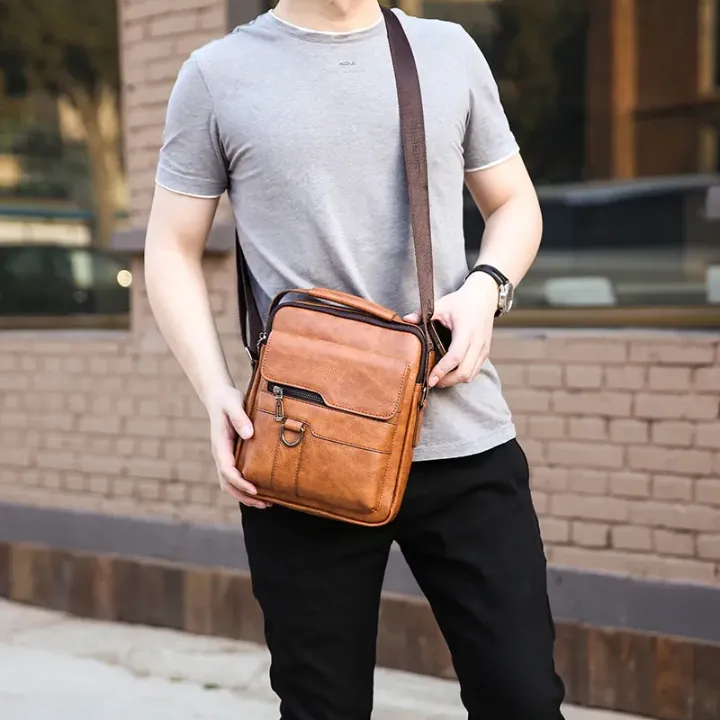 Nouveau sac à bandoulière en PU durable de grande capacité tendance pour hommes