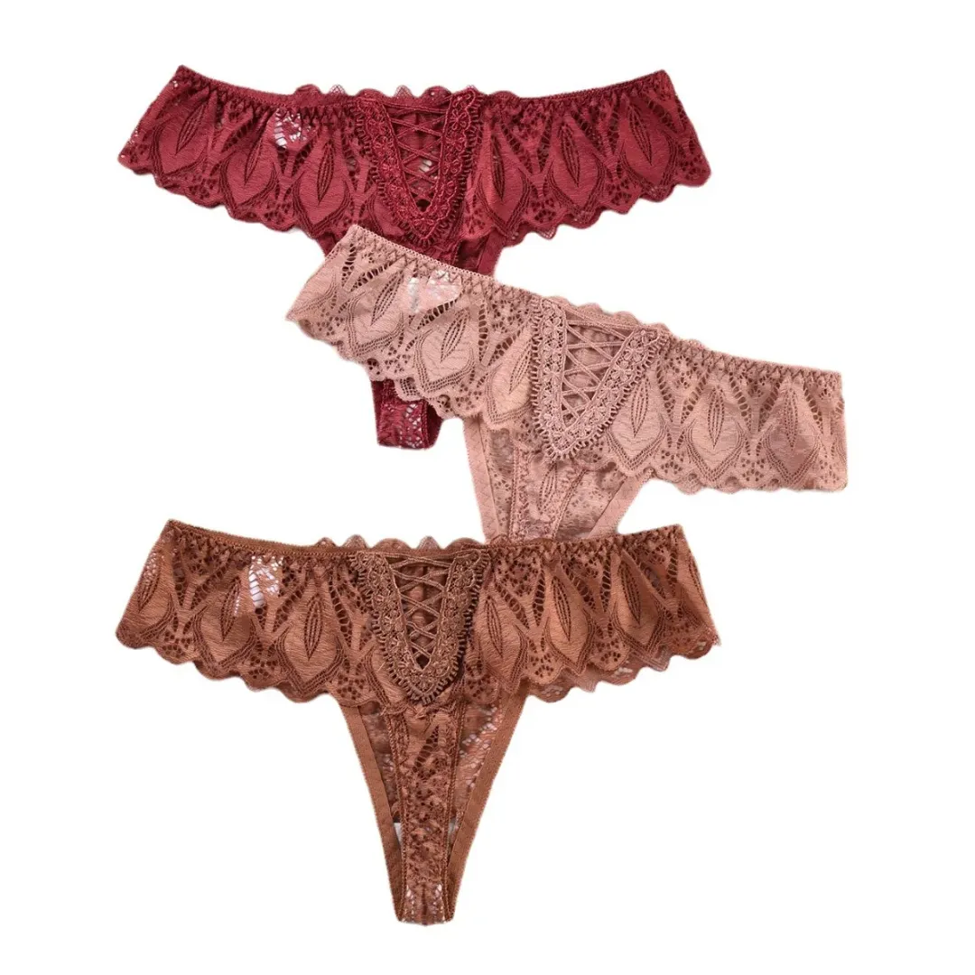 CINVIK Usine Personnalisée Spot Hot Models Sexy Femmes String Dentelle En Forme De V Culotte Taille Basse Respirant Sous-Vêtements Sans Couture