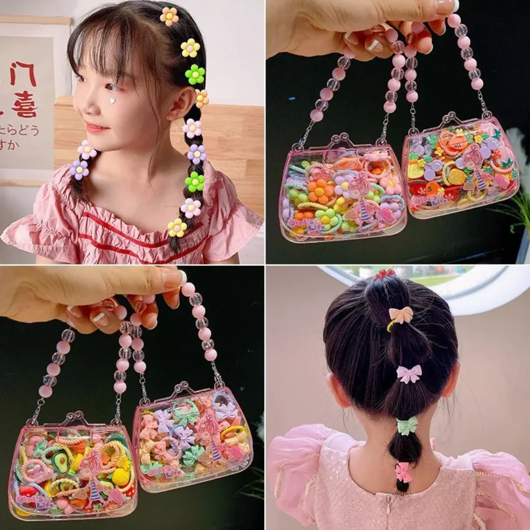 Boîte de 20 bandes de cheveux élastiques mignonnes pour enfants