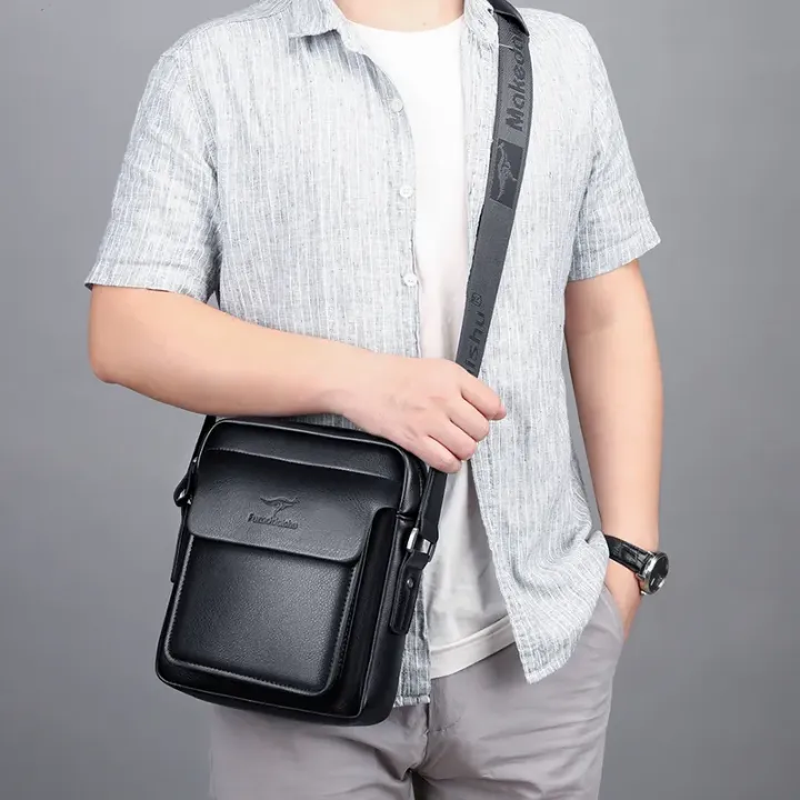 Sac à bandoulière en cuir PU pour hommes - Tendance et décontracté