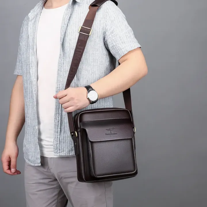 Sac à bandoulière en cuir PU pour hommes - Tendance et décontracté