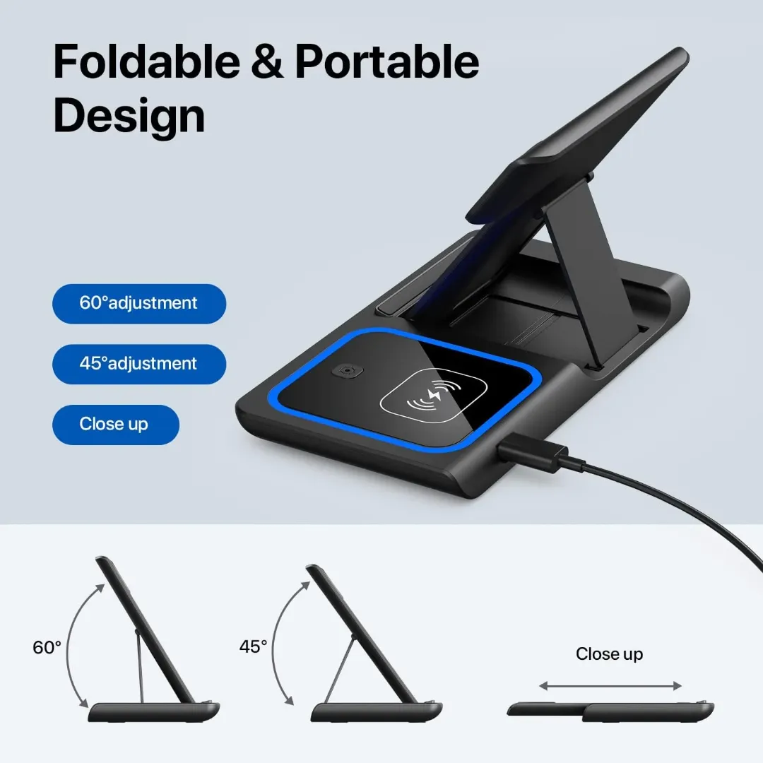 Station de charge sans fil 3 en 1 pour iPhone, iWatch et AirPods