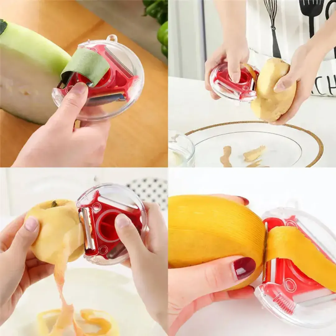Éplucheur 3 en 1 rotatif pour fruits et légumes