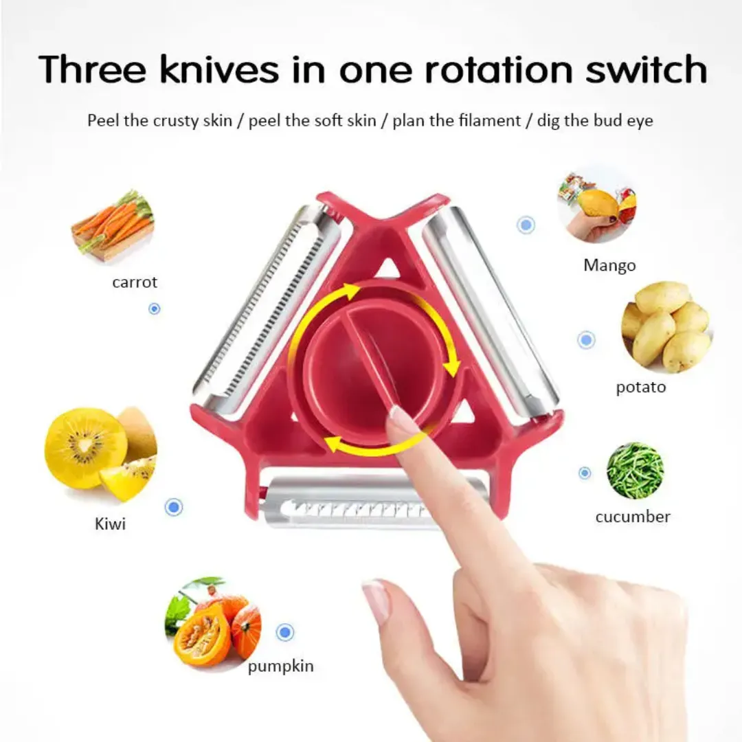 Éplucheur 3 en 1 rotatif pour fruits et légumes