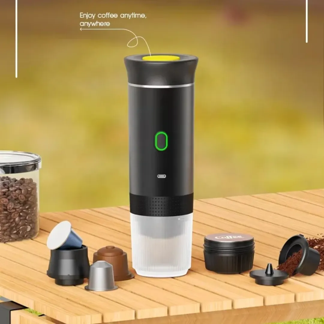 Machine à espresso portable 3-en-1 auto-chauffante rechargeable pour le camping