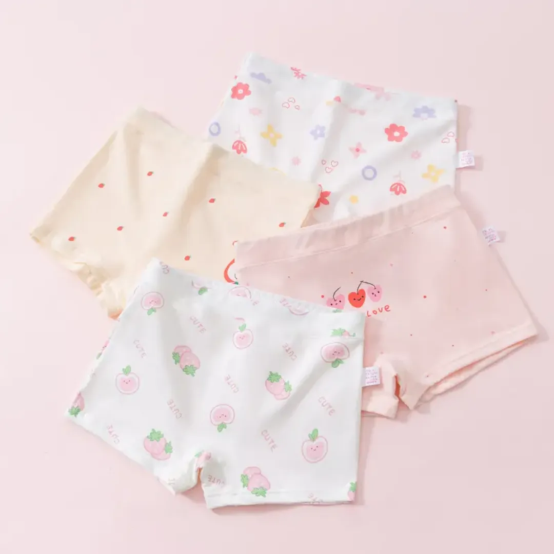 4 Pièces Ensemble de Sous-vêtements en Coton pour Enfants