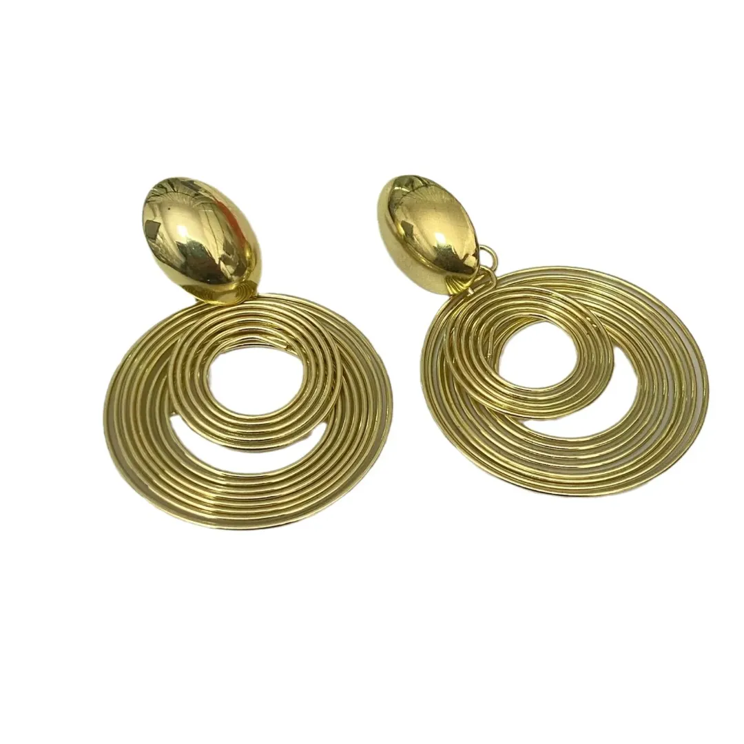 Boucles d'oreilles géométriques multicouches avec design en métal pour femmes