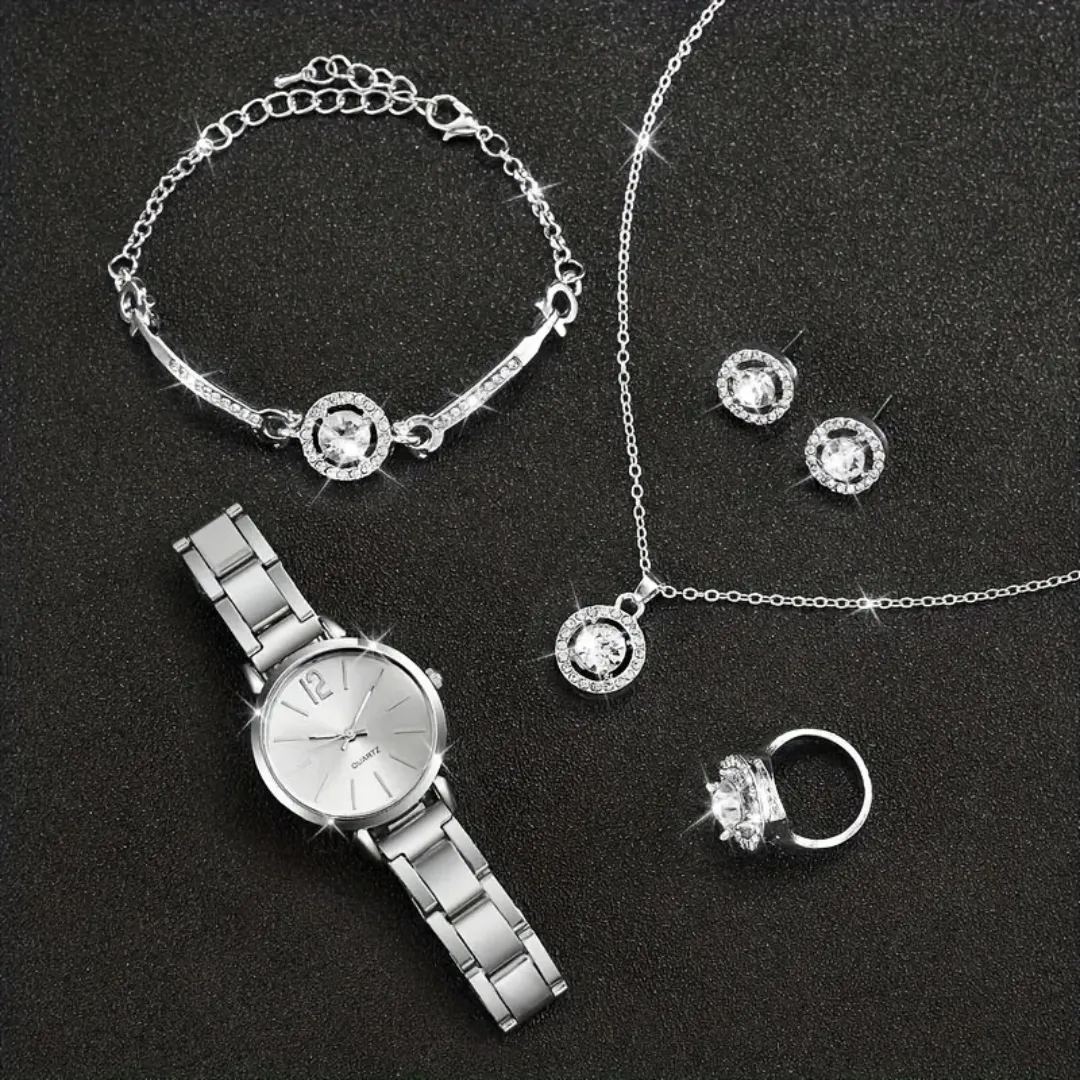 Ensemble de Bijoux Montre-bracelet Cristal Diamant pour Femmes