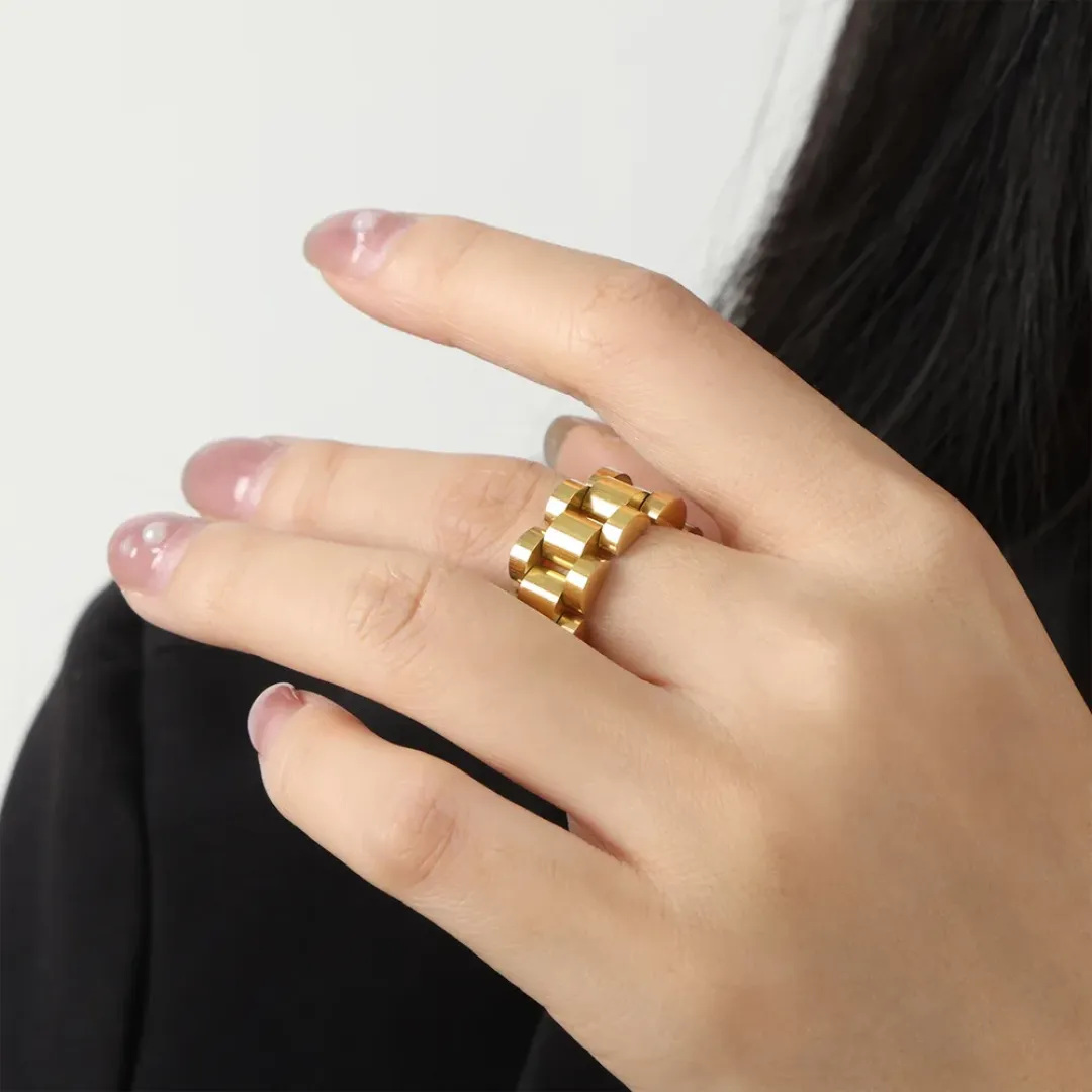 Ensemble de Bijoux Punk Plaqué Or 18k en Acier Inoxydable