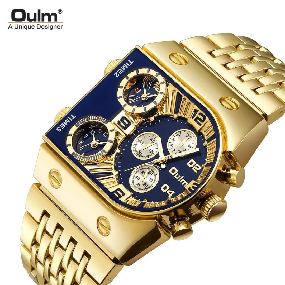 Montre pour hommes Oulm 9315 multi-fuseaux horaires grand cadran lumineux