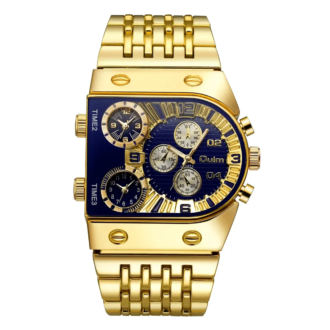 Montre pour hommes Oulm 9315 multi-fuseaux horaires grand cadran lumineux