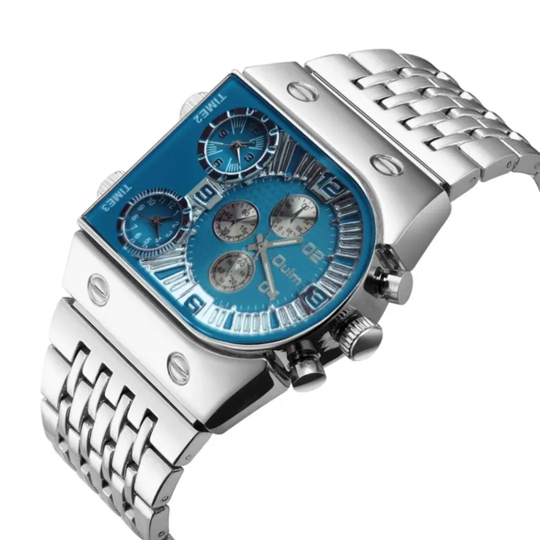 Montre pour hommes Oulm 9315 multi-fuseaux horaires grand cadran lumineux