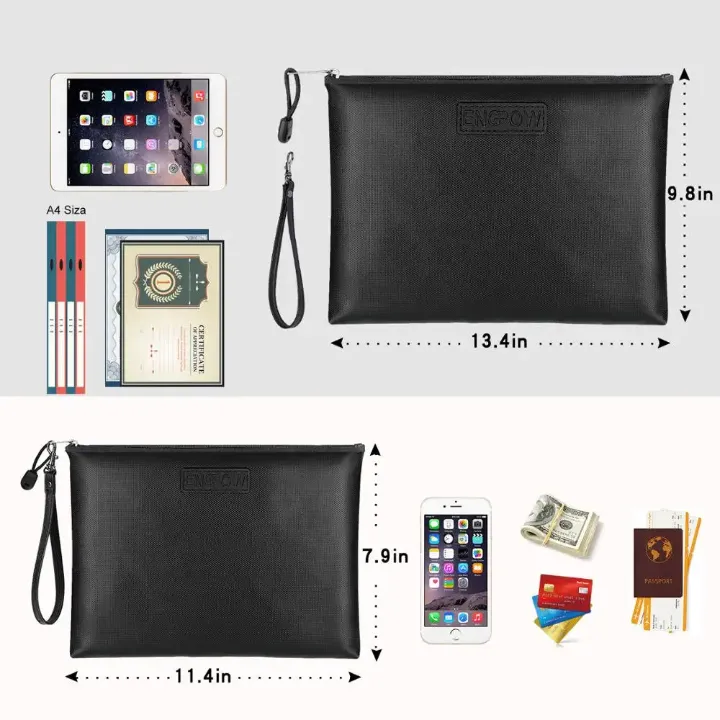 YIHUAXING Sac Document Ignifuge et Étanche avec Double Poche et Fermeture