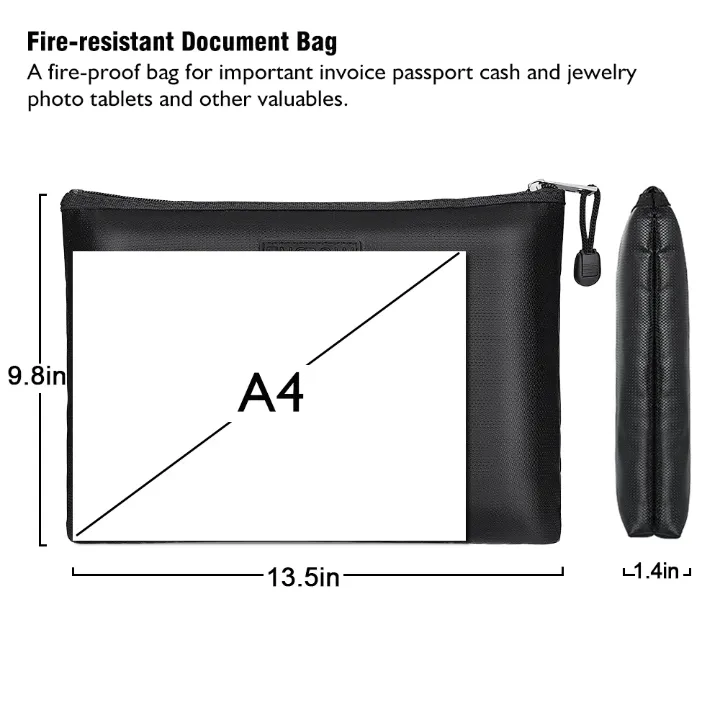 YIHUAXING Sac Document Ignifuge et Étanche avec Double Poche et Fermeture