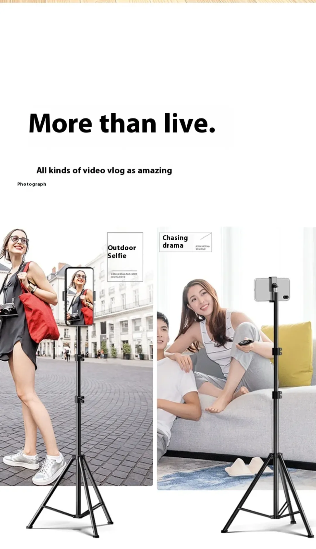 Support de lumière de remplissage 1.6m pour téléphone portable et tablette