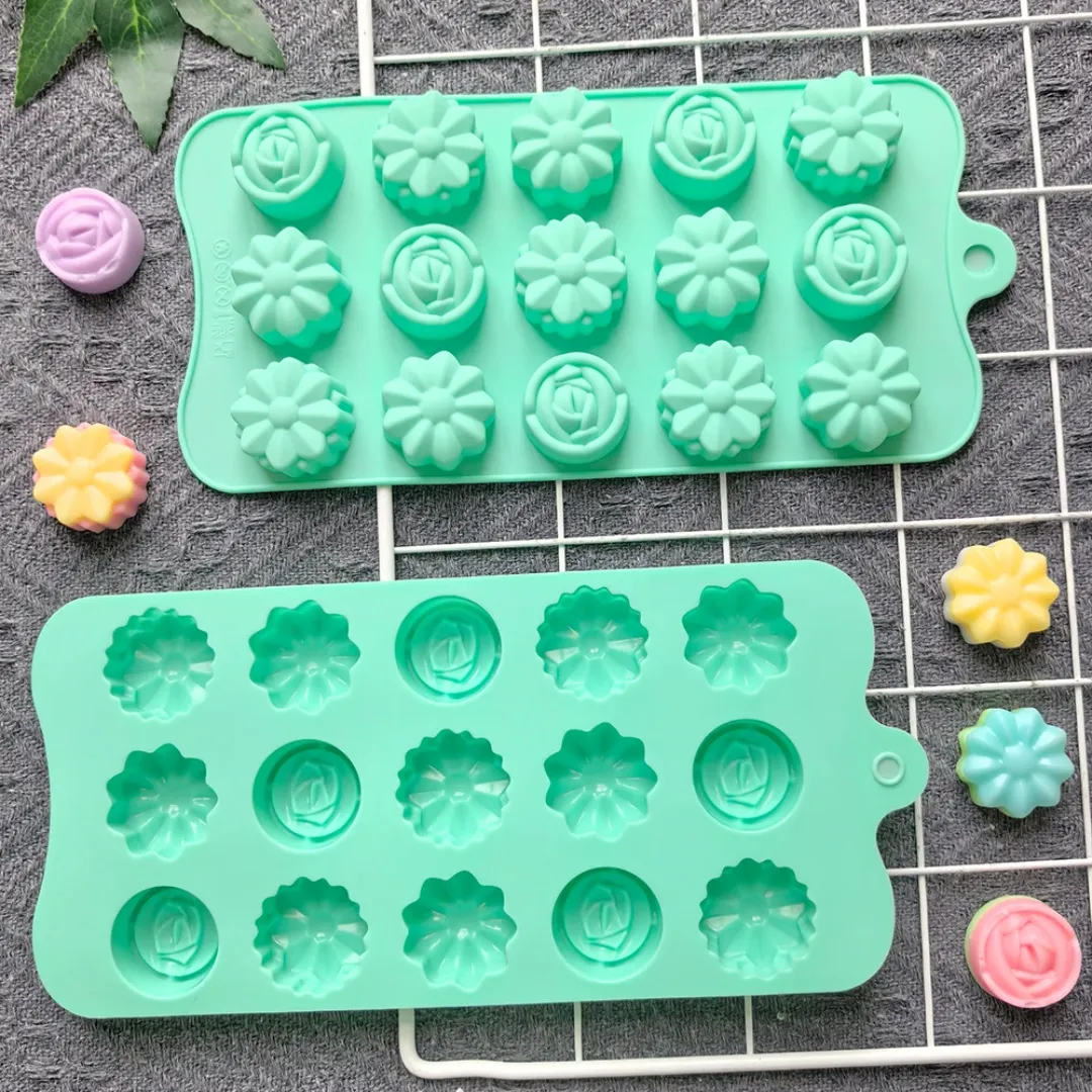 Moule à chocolat en forme de fleur 15 trous, moule à bonbons en silicone