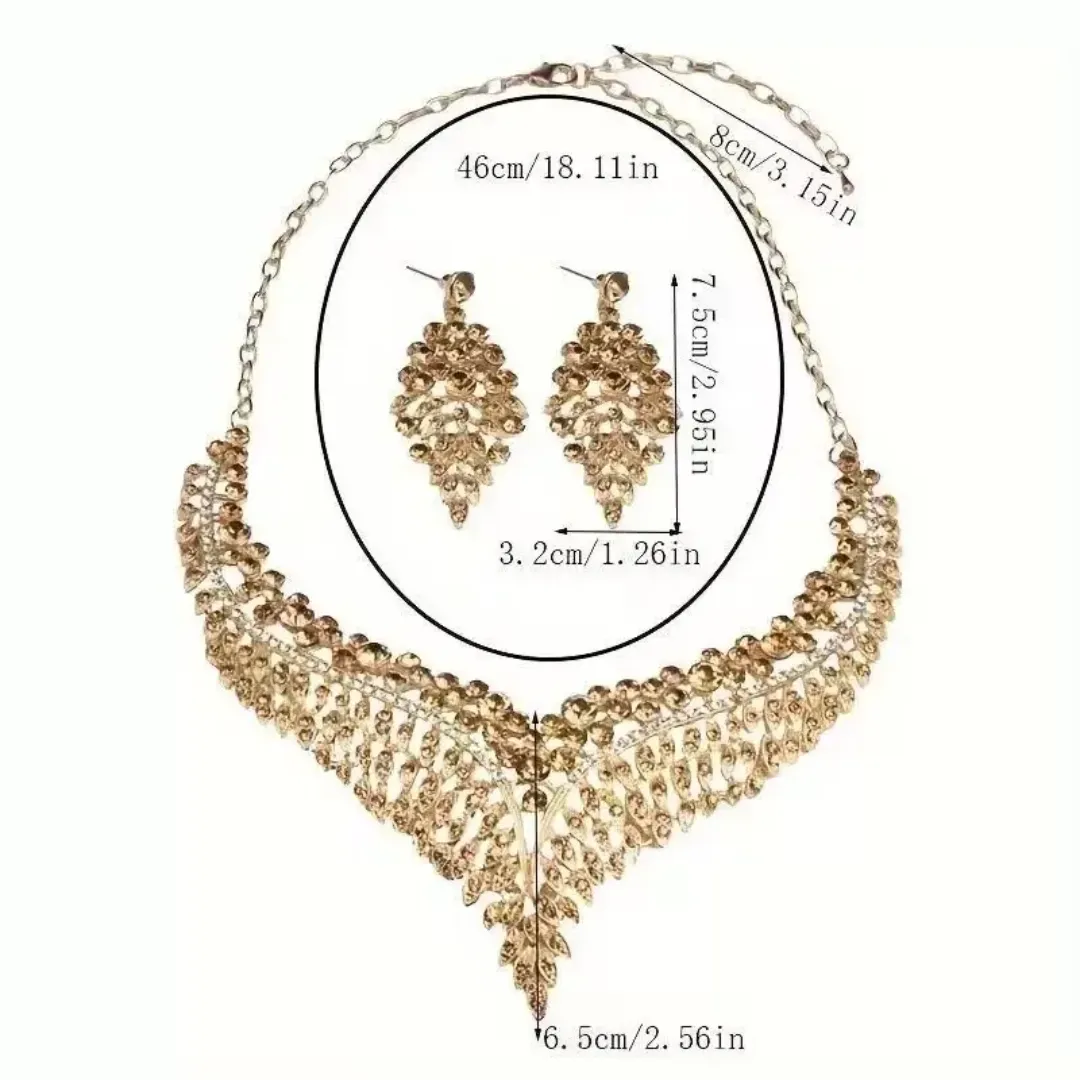 Ensemble de bijoux de mode en diamant luxueux - Collier et boucles d'oreilles