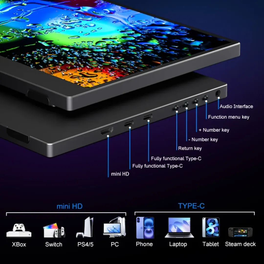 HGFRTEE 15 pouces moniteur Portable cadre Ultra-étroit HDR affichage écran en gros moniteur Portable