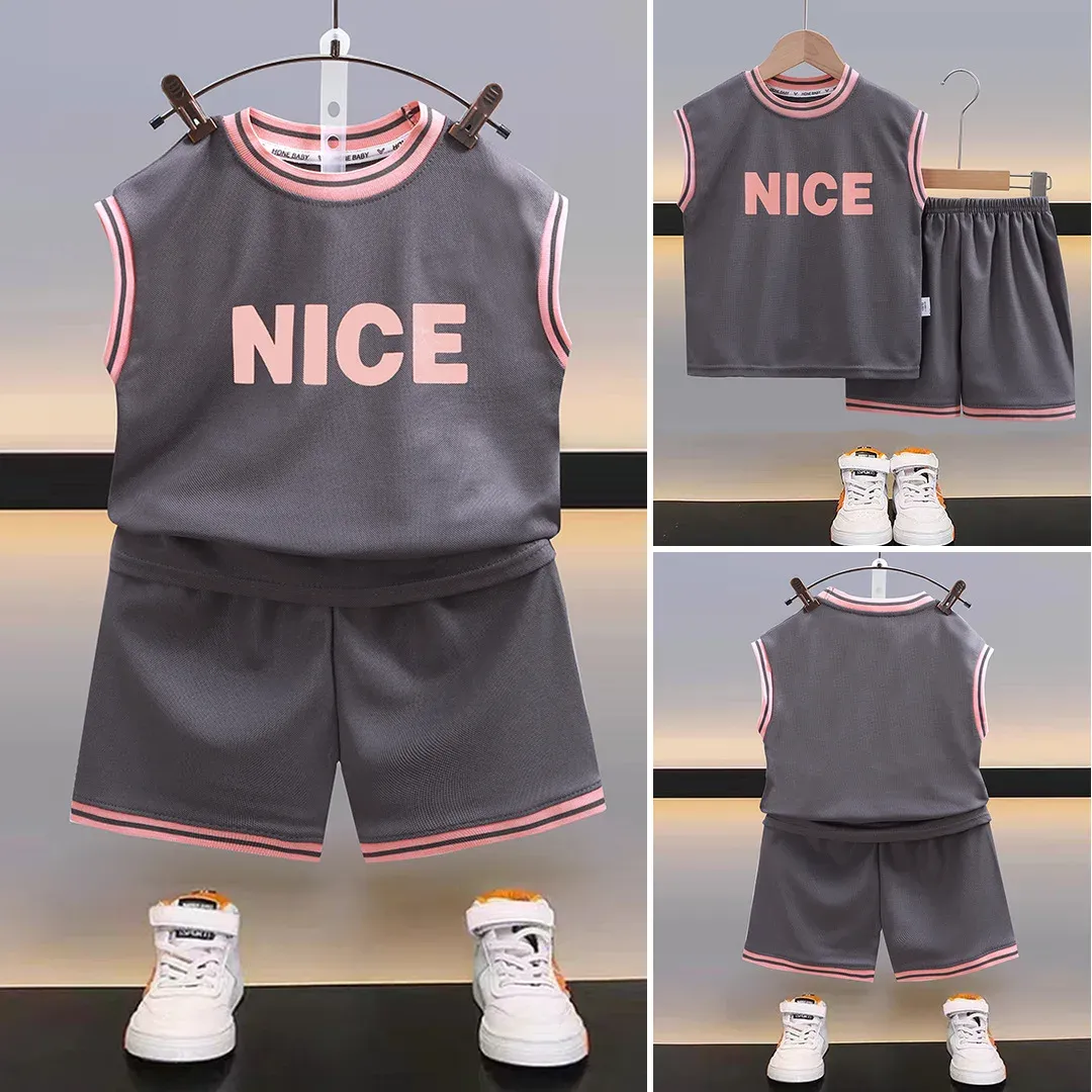 Ensemble de shorts d'été pour enfants - 2 pièces à imprimés de lettres