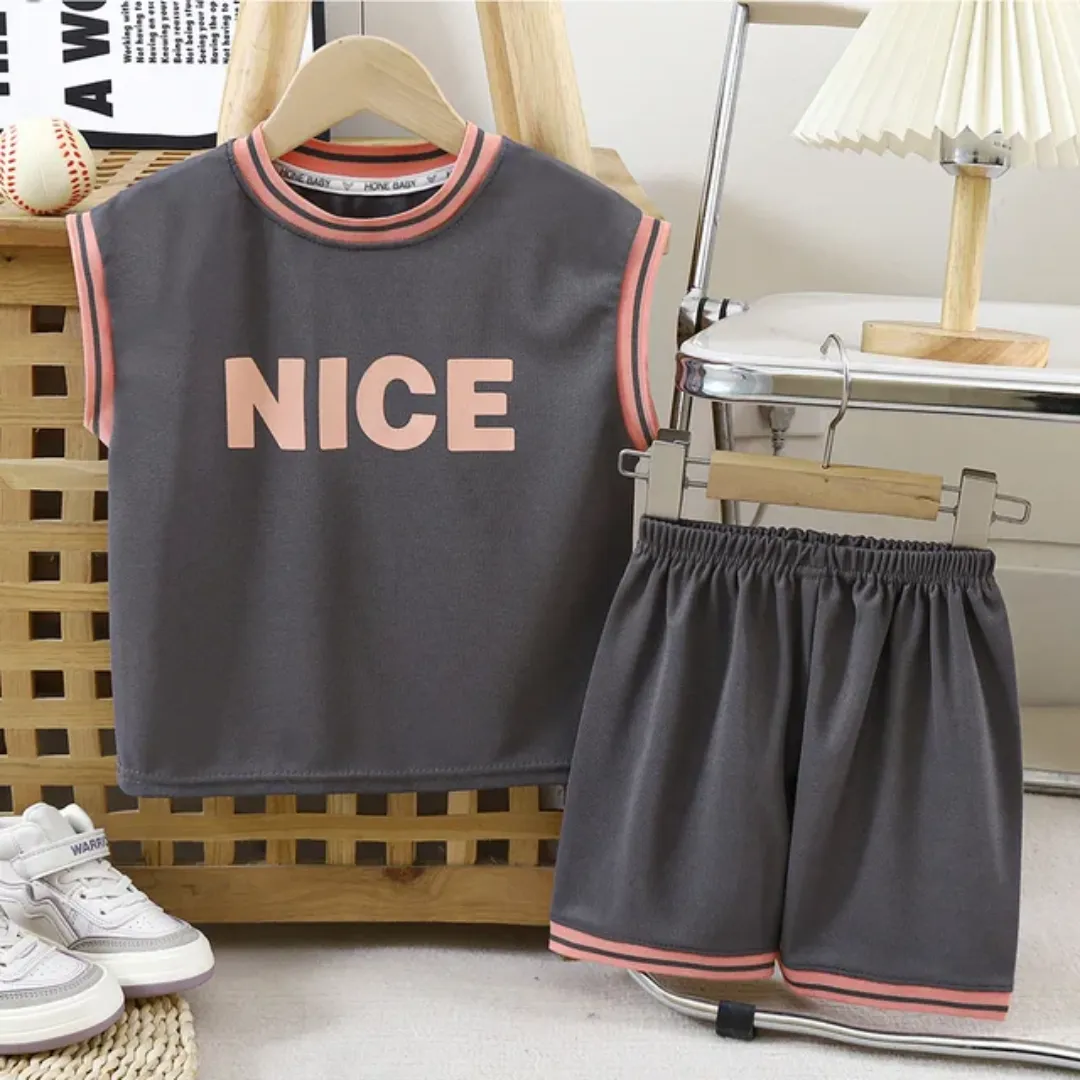 Ensemble de shorts d'été pour enfants - 2 pièces à imprimés de lettres