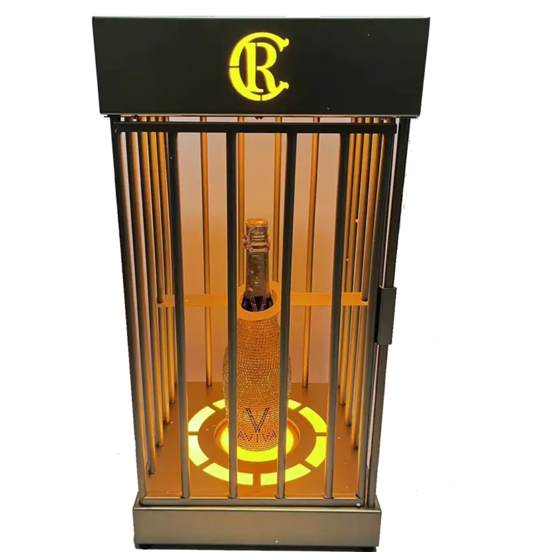 Présentateur de bouteille de cage de logo personnalisé rechargeable pour salon