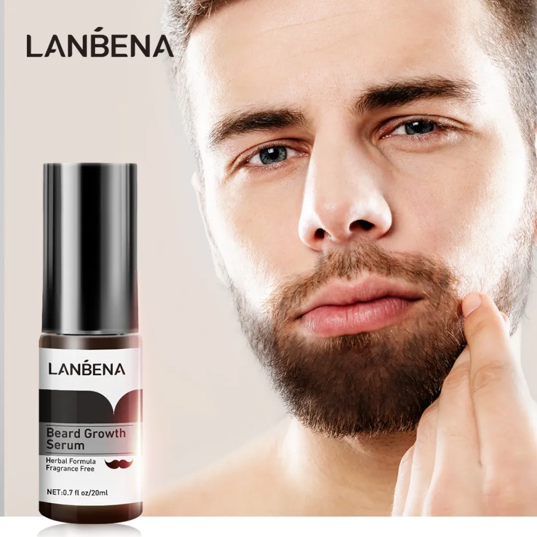 LANBENA Sérum de croissance de barbe Prévenant la calvitie Consolidation Réaliser Anti-perte de cheveux Nourrir les racines Soins des cheveux plus épais 20ml
