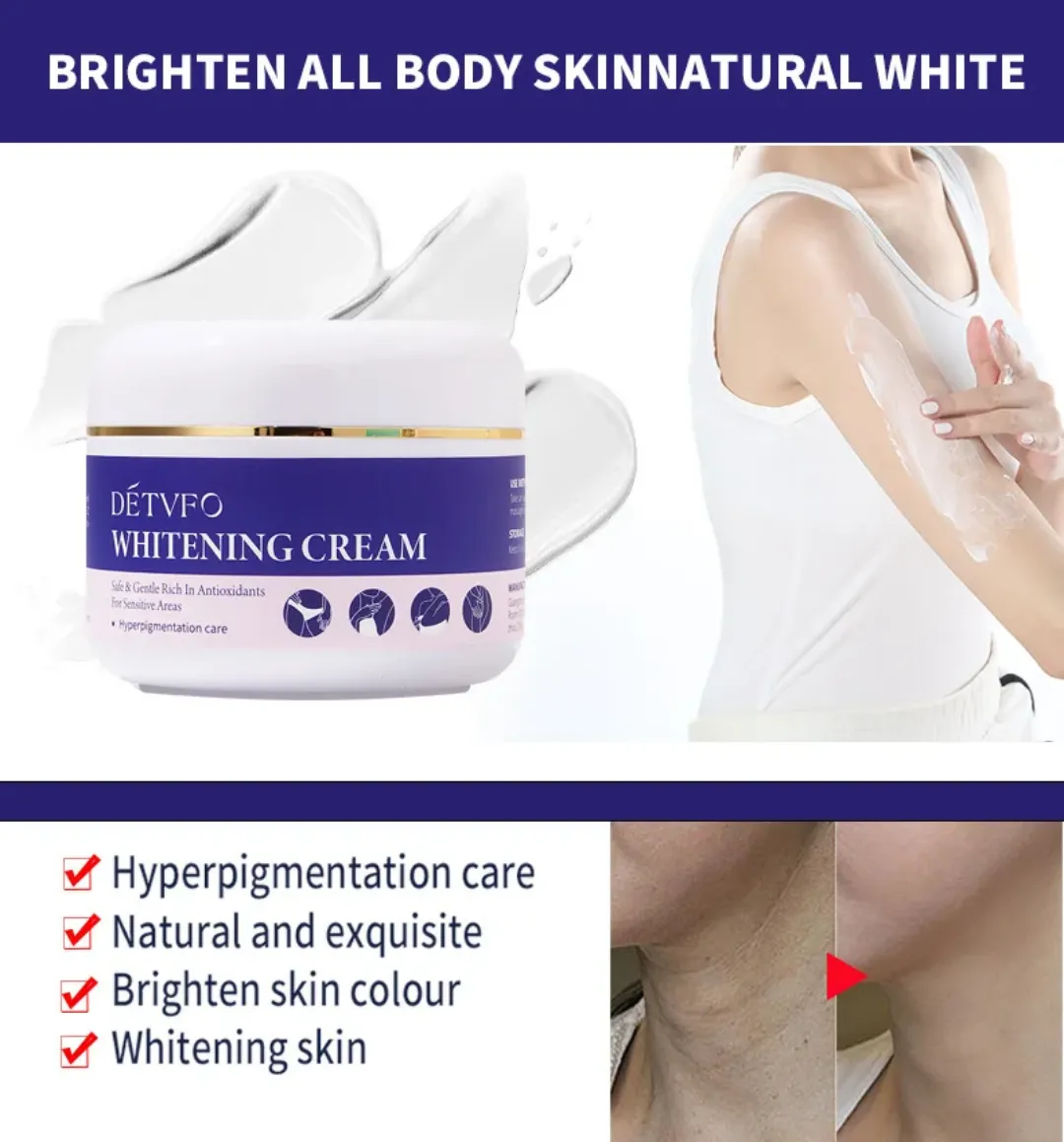 Crème blanchissante bio pour le corps