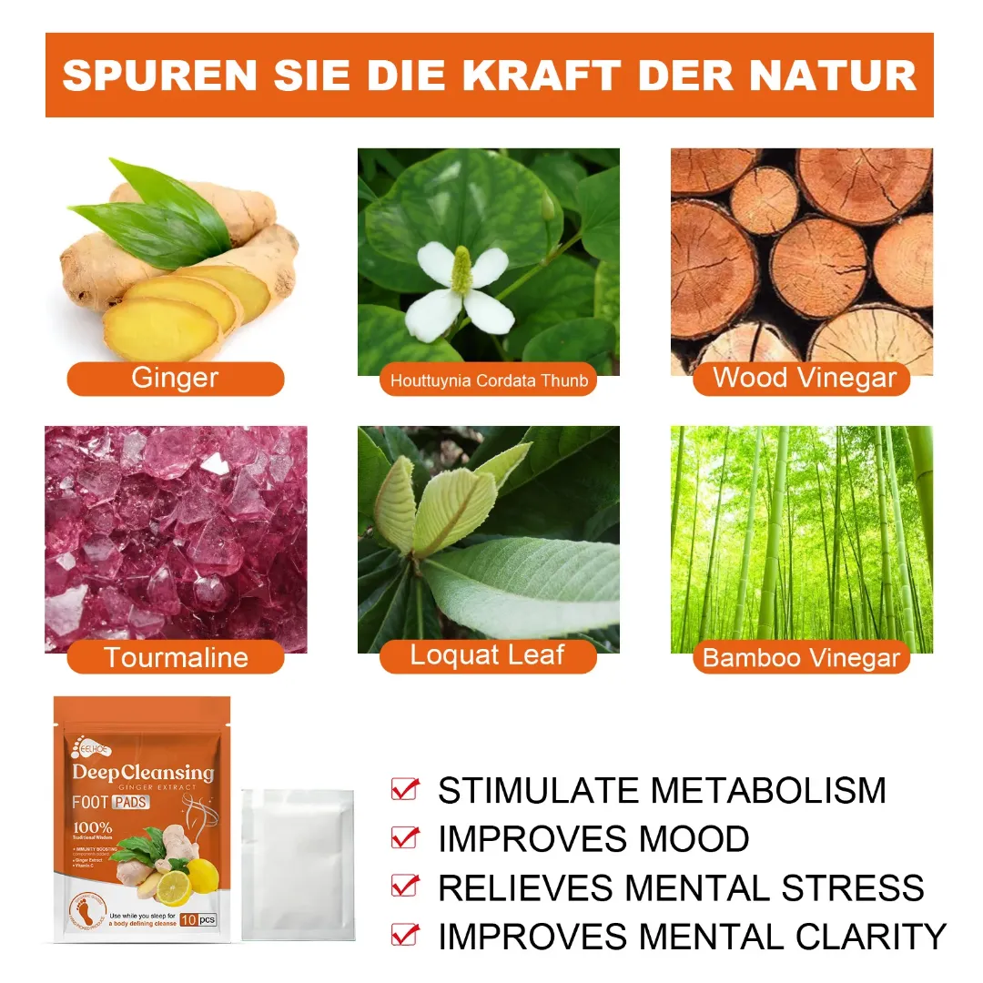 10 Pièces Gingembre Nettoyage En Profondeur Coussinets Pour Le Soulagement Du Stress Meilleur Sommeil Bio Detox Pied Patchs Désintoxication Soins Des Pieds