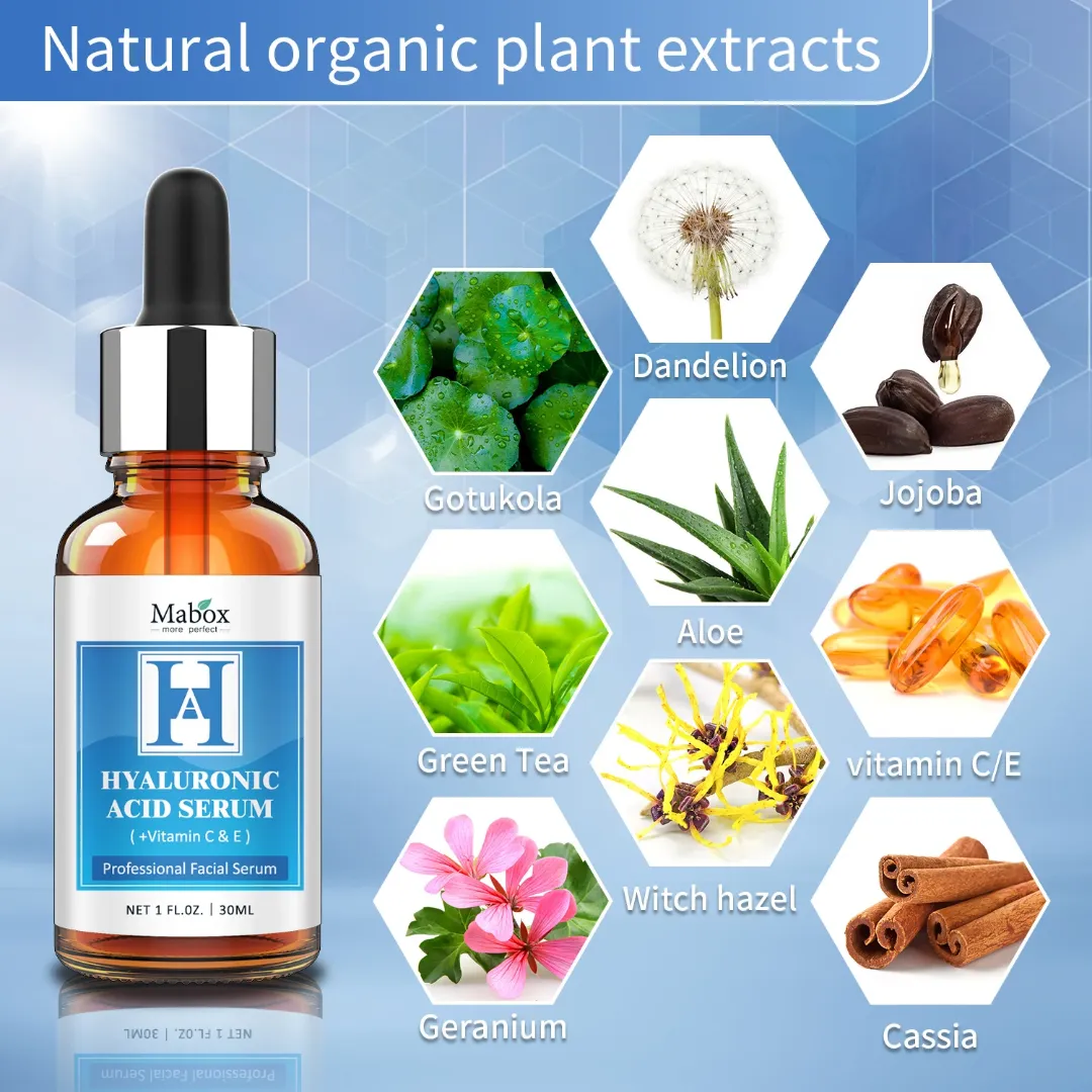 Mabox Sérum à l'acide hyaluronique Crème hydratante éclaircissante pour le visage
