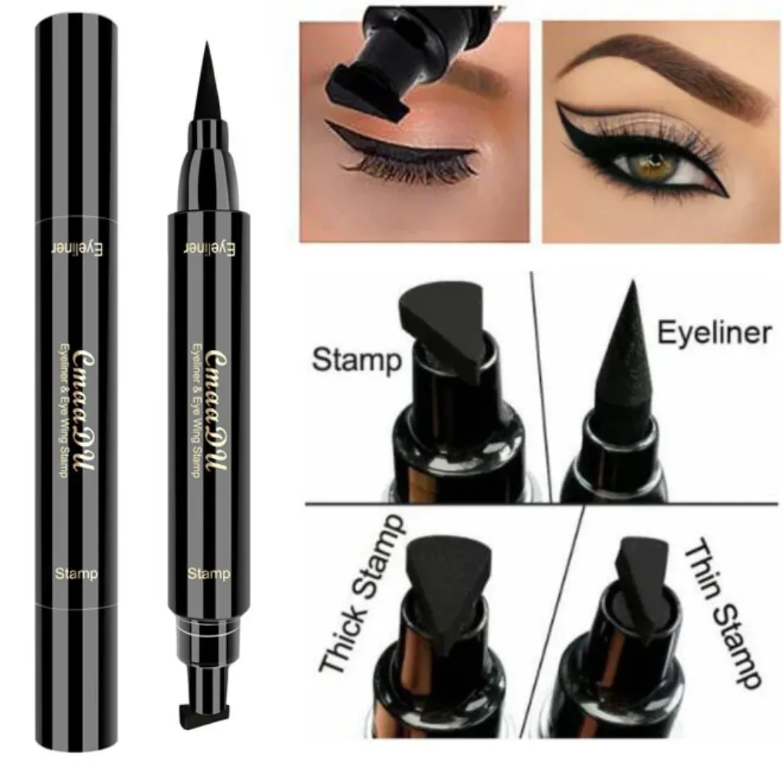 CmaaDu Crayon Eyeliner Liquide Super Étanche Noir Double Tête