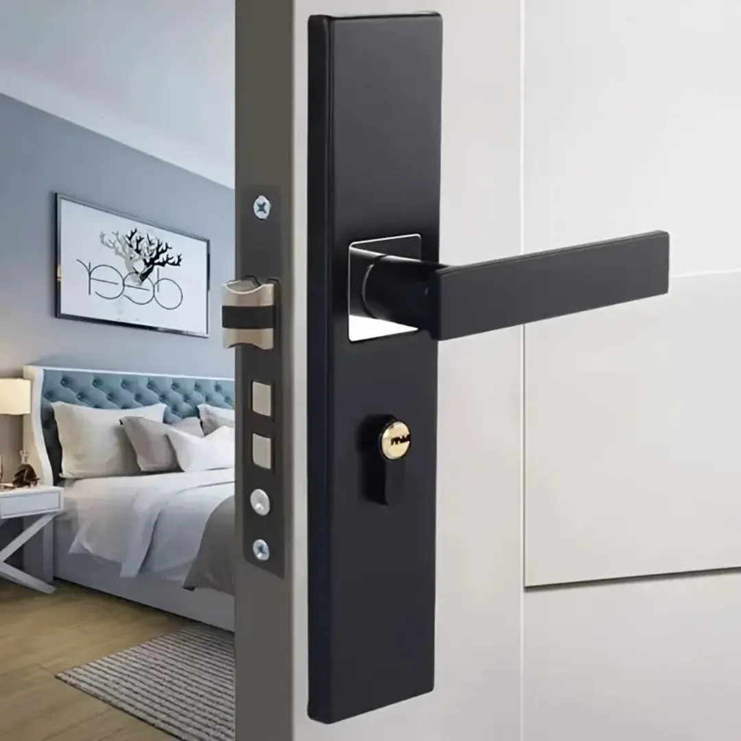 Serrure de porte de chambre en bois massif silencieuse simple poignée de porte moderne pour l'intérieur de la chambre